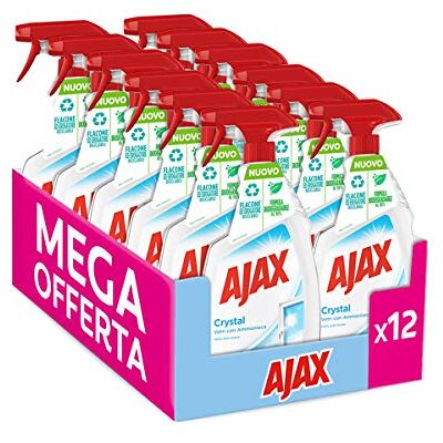 AJAX Vaporisateur en verre cristal Nettoyer – Lot de 12 x 750 ml – Total : 9000 ml AJAX Vaporisateur en verre cristal Nettoyer – Lot de 12 x 750 ml – Total : 9000 ml