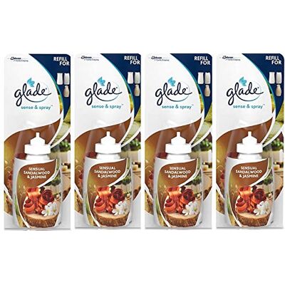Glade Sense and Spray Lot de 4 recharges Sensuel Bois de santal et jasmin 18 ml Glade Sense and Spray Lot de 4 recharges Sensuel Bois de santal et jasmin 18 ml