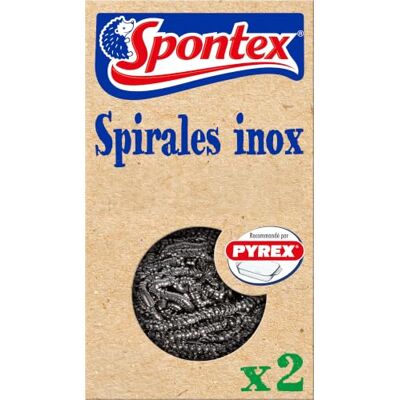 Spontex Spirale Inox Acier Recyclé Récurer Vaisselle de Manière Durable, Nettoyage Puissant Lot de 2 Spontex Spirale Inox Acier Recyclé Récurer Vaisselle de Manière Durable, Nettoyage Puissant Lot de 2
