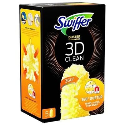 Swiffer Duster Plumeau Nettoyage 3D Clean, 30 Unités (6 x 5 Unités), Attrape Et Retient La Poussière, Recharges Swiffer Duster Plumeau Nettoyage 3D Clean, 30 Unités (6 x 5 Unités), Attrape Et Retient La Poussière, Recharges