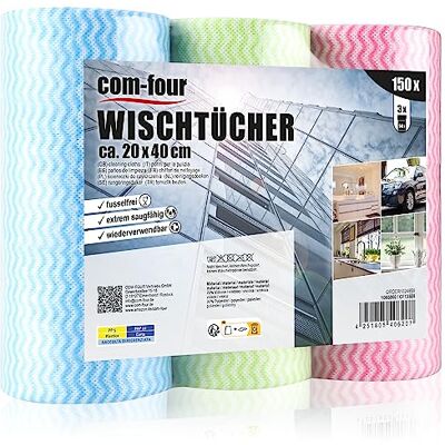 com-four ® 150x Chiffons de nettoyage en rouleau, Chiffons de nettoyage 3 rouleaux de chiffons de nettoyage pour cuisine salle de bain et ménage Chiffons multi-usages en 3 couleurs com-four ® 150x Chiffons de nettoyage en rouleau, Chiffons de nettoyage 3 rouleaux de chiffons de nettoyage pour cuisine salle de bain et ménage Chiffons multi-usages en 3 couleurs