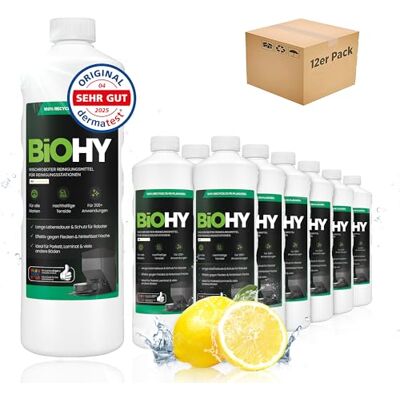BIOHY Nettoyant pour robots aspirateurs (12 bouteilles de 1 litre), spécialement conçu pour les stations de nettoyage, prolonge la durée de vie de la station d'aspiration BIOHY Nettoyant pour robots aspirateurs (12 bouteilles de 1 litre), spécialement conçu pour les stations de nettoyage, prolonge la durée de vie de la station d'aspiration
