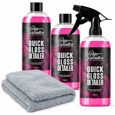 Pure Spray Quick Detailer, lubrifiant et cire pour voiture, finition brillante rapide, excellent pour l'entretien et le nettoyage de la salle d'exposition – (3 x 500 ml + chiffon) Pure Spray Quick Detailer, lubrifiant et cire pour voiture, finition brillante rapide, excellent pour l'entretien et le nettoyage de la salle d'exposition – (3 x 500 ml + chiffon)