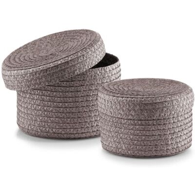 Zeller 14122 Lot de 2 paniers ronds avec couvercle en polypropylène Gris Ø 16 x 10 cm Ø 17 x 12 cm Zeller 14122 Lot de 2 paniers ronds avec couvercle en polypropylène Gris Ø 16 x 10 cm Ø 17 x 12 cm