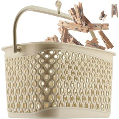 KADAX Panier à pinces classique, panneau de pinces pour corde à linge (beige) KADAX Panier à pinces classique, panneau de pinces pour corde à linge (beige)