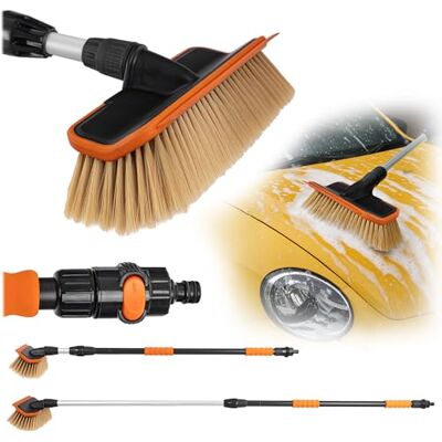 KADAX Brosse de lavage télescopique avec raccord d'eau, brosse de lavage de voiture extensible avec manche télescopique, brosse télescopique à poils souples, brosse de nettoyage (115-181 cm) KADAX Brosse de lavage télescopique avec raccord d'eau, brosse de lavage de voiture extensible avec manche télescopique, brosse télescopique à poils souples, brosse de nettoyage (115-181 cm)