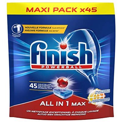 Finish Powerball All in 1 Max Nettoyant Lave-Vaisselle et Taches 3 x 45 Tablettes Lave-Vaisselle Finish Powerball All in 1 Max Nettoyant Lave-Vaisselle et Taches 3 x 45 Tablettes Lave-Vaisselle