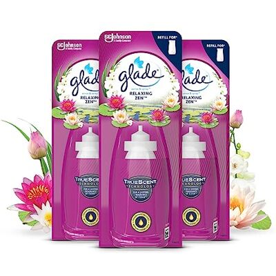 Glade Sense & Spray Lot de 3 recharges de désodorisant, vaporisateur d'ambiance automatique activé par le mouvement et éliminateur d'odeurs pour la maison, zen relaxant (3 x 18 ml) Glade Sense & Spray Lot de 3 recharges de désodorisant, vaporisateur d'ambiance automatique activé par le mouvement et éliminateur d'odeurs pour la maison, zen relaxant (3 x 18 ml)