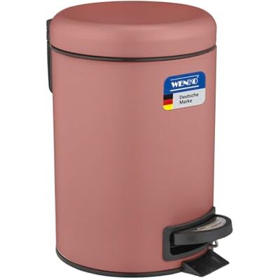 WENKO Poubelle à pédale Leman, 3 litres, avec insert amovible, en acier peint, 17 x 25 x 22,5 cm, rose antique WENKO Poubelle à pédale Leman, 3 litres, avec insert amovible, en acier peint, 17 x 25 x 22,5 cm, rose antique
