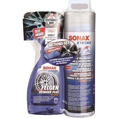 SONAX Kit d'action XTREME Nettoyant pour jantes Plus (500 ml) + nettoyant XTREME + chiffon sec (1 pièce) pour jantes parfaitement entretenues Réf. article 02305410 SONAX Kit d'action XTREME Nettoyant pour jantes Plus (500 ml) + nettoyant XTREME + chiffon sec (1 pièce) pour jantes parfaitement entretenues Réf. article 02305410