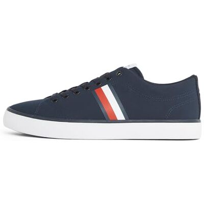 Tommy Hilfiger Core Stripes Mesh Low Top Vulcanized Baskets pour homme, Bleu ciel désert, 42 EU Tommy Hilfiger Core Stripes Mesh Low Top Vulcanized Baskets pour homme, Bleu ciel désert, 42 EU