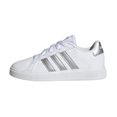 adidas Grand Court Lifestyle Tennis Lace-up Mixte enfant Baskets, Ftwr Blanc Matte Argent Matte Argent,37 1/3 EU adidas Grand Court Lifestyle Tennis Lace-up Mixte enfant Baskets, Ftwr Blanc Matte Argent Matte Argent,37 1/3 EU