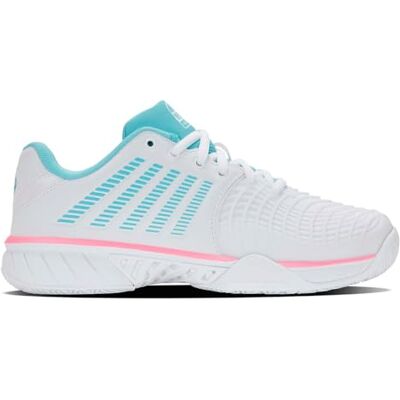 K-Swiss Express Light 3 Padel, Chaussures de Tennis Femme, White Soft Neon Blue Neon Bubble Gum, 37 EU K-Swiss Express Light 3 Padel, Chaussures de Tennis Femme, White Soft Neon Blue Neon Bubble Gum, 37 EU