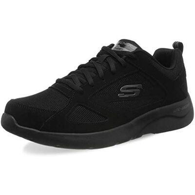 Skechers Sneakers 58360 BKW Dynamight, Baskets pour homme Grandes tailles, Bordure en cuir synthétique noir, 42.5 EU Skechers Sneakers 58360 BKW Dynamight, Baskets pour homme Grandes tailles, Bordure en cuir synthétique noir, 42.5 EU