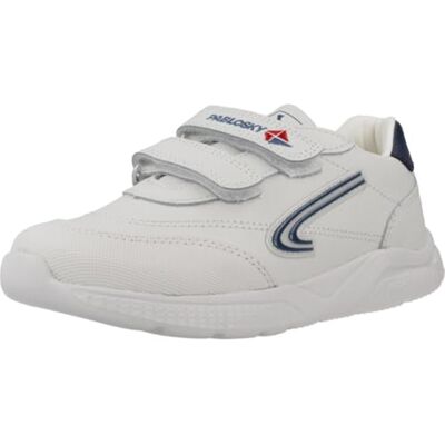 Pablosky Chaussures de sport unisexes en cuir avec fermeture adhésive, blanc, 34 EU Pablosky Chaussures de sport unisexes en cuir avec fermeture adhésive, blanc, 34 EU