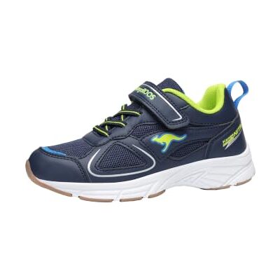 KangaROOS K-NI ROUG EV Chaussures de sport d'intérieur pour garçon en bleu avec semelle extérieure non marquante. KangaROOS K-NI ROUG EV Chaussures de sport d'intérieur pour garçon en bleu avec semelle extérieure non marquante.