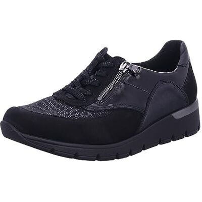 Waldläufer Chaussures basses à lacets K-Ramona pour femme Combinaison en cuir et textile Chaussures de sport imprimées Largeur K Lugina Noir laqué Ramona Waldläufer Chaussures basses à lacets K-Ramona pour femme Combinaison en cuir et textile Chaussures de sport imprimées Largeur K Lugina Noir laqué Ramona