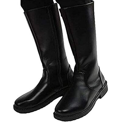 MWbetsy Bottes montantes en cuir pour homme Bottes d'équitation unisexes Chaussures de performance de scène Jambe large Fermeture éclair intégrale Tête ronde Bottes longues et hautes - MWbetsy Bottes montantes en cuir pour homme Bottes d'équitation unisexes Chaussures de performance de scène Jambe large Fermeture éclair intégrale Tête ronde Bottes longues et hautes -