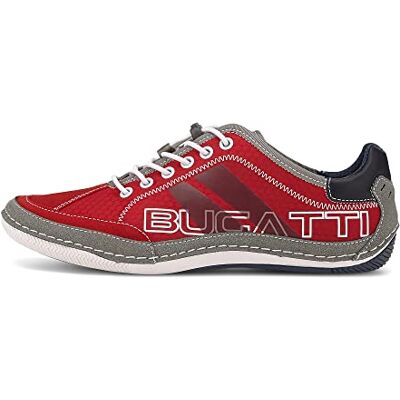 bugatti Homme Baskets décontractées à semelle souple, chaussures à lacets avec mousse à mémoire de forme, lacets élastiques, Rouge, 46 EU bugatti Homme Baskets décontractées à semelle souple, chaussures à lacets avec mousse à mémoire de forme, lacets élastiques, Rouge, 46 EU