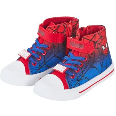Spider-Man Baskets montantes en toile Spiderman pour garçon avec fermeture éclair Spider-Man Baskets montantes en toile Spiderman pour garçon avec fermeture éclair