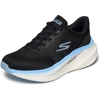 Skechers Go Walk Max Baskets montantes pour femme, Bordure bleue en textile noir, 35 EU Skechers Go Walk Max Baskets montantes pour femme, Bordure bleue en textile noir, 35 EU