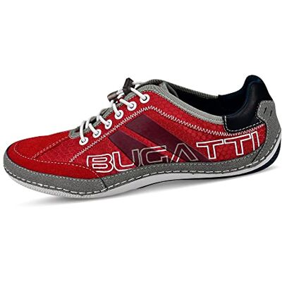 bugatti Homme Baskets décontractées à semelle souple, chaussures à lacets avec mousse à mémoire de forme, lacets élastiques, Rouge, 42 EU bugatti Homme Baskets décontractées à semelle souple, chaussures à lacets avec mousse à mémoire de forme, lacets élastiques, Rouge, 42 EU