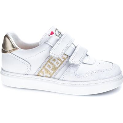 Pablosky Chaussures de sport pour fille en cuir avec fermeture adhérente, blanc, 35 EU large Pablosky Chaussures de sport pour fille en cuir avec fermeture adhérente, blanc, 35 EU large