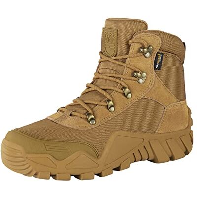 FREE SOLDIER Bottes militaires mi-hautes à lacets pour homme, chaussures tout-terrain pour la randonnée, la chasse, le travail, la marche, l'escalade, Marron, 43.5 EU FREE SOLDIER Bottes militaires mi-hautes à lacets pour homme, chaussures tout-terrain pour la randonnée, la chasse, le travail, la marche, l'escalade, Marron, 43.5 EU