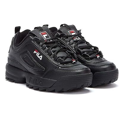FILA Mens Womens Disruptor II Premium Black/White/ Red Trainers EU 39 FILA Mens Womens Disruptor II Premium Black/White/ Red Trainers EU 39