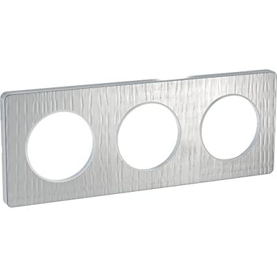 Schneider Electric Odace Touch, plaque Aluminium brossé croco avec liseré Alu 3 postes entraxe 71mm S530806J1 Schneider Electric Odace Touch, plaque Aluminium brossé croco avec liseré Alu 3 postes entraxe 71mm S530806J1