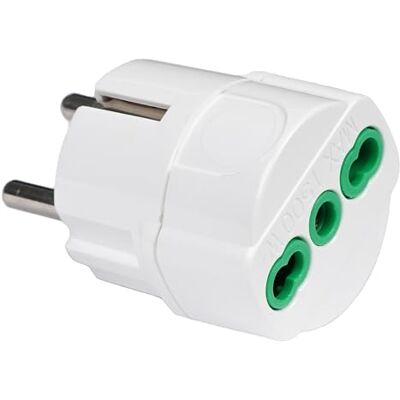 Fanton Adaptateur Schuko d'une Prise Schuko 2P+T 16 A à Une fiche Bipolaire IMQ Blanc Fanton Adaptateur Schuko d'une Prise Schuko 2P+T 16 A à Une fiche Bipolaire IMQ Blanc