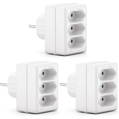 deleyCON Adaptateur 3 Prises Euro pour Prises Murales, lot de 3 Blanc Multiprise pour fiches Euro, câbles Euro et câbles d’alimentation, adaptateur secteur, 3 prises Euro, 2,5 A, 1700 W deleyCON Adaptateur 3 Prises Euro pour Prises Murales, lot de 3 Blanc Multiprise pour fiches Euro, câbles Euro et câbles d’alimentation, adaptateur secteur, 3 prises Euro, 2,5 A, 1700 W