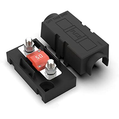 AUPROTEC Porte-fusible pour fusibles MIDI avec couvercle de protection et fusible Midi 50 A rouge AUPROTEC Porte-fusible pour fusibles MIDI avec couvercle de protection et fusible Midi 50 A rouge