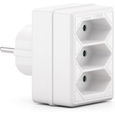 deleyCON Adaptateur 3 Prises Euro pour Prises Murales, 1 Pièce Blanc Multiprise pour fiches Euro, câbles Euro et câbles d’alimentation, adaptateur secteur, 3 prises Euro, 2,5 A, 1700 W deleyCON Adaptateur 3 Prises Euro pour Prises Murales, 1 Pièce Blanc Multiprise pour fiches Euro, câbles Euro et câbles d’alimentation, adaptateur secteur, 3 prises Euro, 2,5 A, 1700 W