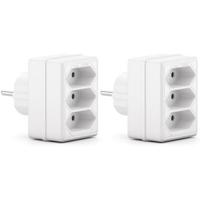 deleyCON Adaptateur 3 Prises Euro pour Prises Murales, lot de 2 Blanc Multiprise pour fiches Euro, câbles Euro et câbles d’alimentation, adaptateur secteur, 3 prises Euro, 2,5 A, 1700 W deleyCON Adaptateur 3 Prises Euro pour Prises Murales, lot de 2 Blanc Multiprise pour fiches Euro, câbles Euro et câbles d’alimentation, adaptateur secteur, 3 prises Euro, 2,5 A, 1700 W
