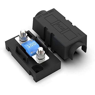 AUPROTEC Porte-fusible pour fusibles MIDI avec couvercle de protection et fusible Midi 100 A Bleu AUPROTEC Porte-fusible pour fusibles MIDI avec couvercle de protection et fusible Midi 100 A Bleu