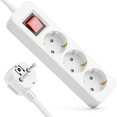 deleyCON Multiprise 3 Prises avec Interrupteur Lumineux ON/OFF 1,4m Câble 3x Prise Contact Protection bloc Multiprise Distributeur Rallonge Alimentation Usage Domestique Bureau 3680W 16A Blanc deleyCON Multiprise 3 Prises avec Interrupteur Lumineux ON/OFF 1,4m Câble 3x Prise Contact Protection bloc Multiprise Distributeur Rallonge Alimentation Usage Domestique Bureau 3680W 16A Blanc