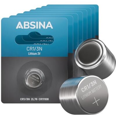 ABSINA Pile CR1/3N au lithium 3 V CR11108 étanche et durable Lot de 8 piles bouton DL1/3N avec 160 mAh et 3 V CR1 3N CR-1/3N ABSINA Pile CR1/3N au lithium 3 V CR11108 étanche et durable Lot de 8 piles bouton DL1/3N avec 160 mAh et 3 V CR1 3N CR-1/3N