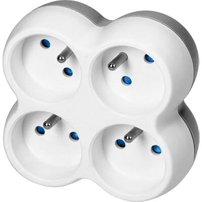 Orno Répartiteur de prise Fiche de distribution horizontale Fiche réducteur 4 x French Fiche traversante Max 3680 Watt Blanc Orno Répartiteur de prise Fiche de distribution horizontale Fiche réducteur 4 x French Fiche traversante Max 3680 Watt Blanc