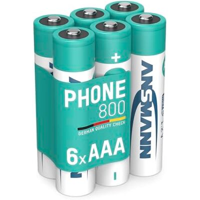Ansmann Lot de 6 piles AAA Micro 800 mAh 1,2 V NiMH pour téléphone sans fil Batterie rechargeable avec faible auto-décharge maxE Batteries pour téléphone fixe sans fil Batterie rechargeable Ansmann Lot de 6 piles AAA Micro 800 mAh 1,2 V NiMH pour téléphone sans fil Batterie rechargeable avec faible auto-décharge maxE Batteries pour téléphone fixe sans fil Batterie rechargeable