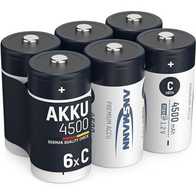 Ansmann Lot de 6 piles C 4500 mAh NiMH 1,2 V Pour bébé C Ansmann Lot de 6 piles C 4500 mAh NiMH 1,2 V Pour bébé C