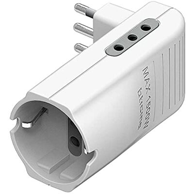 Bticino S3615DE Adaptateur gain de place Corner, 2 prises 10 A et 1 prise allemande type P30 fiche 10 A, blanc, S3615DE Bticino S3615DE Adaptateur gain de place Corner, 2 prises 10 A et 1 prise allemande type P30 fiche 10 A, blanc, S3615DE