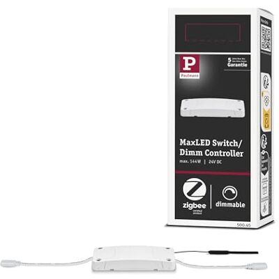 Paulmann 50045 SmartHome Zigbee Contrôleur, MaxLED, commutable/dimmable, max. 144W, 24V CC, Blanc/Gris, Plastique Paulmann 50045 SmartHome Zigbee Contrôleur, MaxLED, commutable/dimmable, max. 144W, 24V CC, Blanc/Gris, Plastique