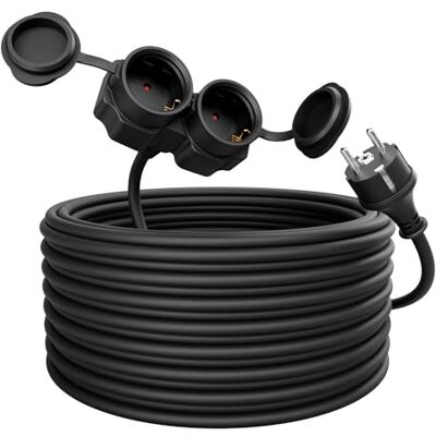greate Rallonge d'extérieur 2 voies 20 mètres Étanche IP44 Pour l'extérieur Rallonge multiprise 2 voies 20 m 3500 W Rallonge extérieure étanche greate Rallonge d'extérieur 2 voies 20 mètres Étanche IP44 Pour l'extérieur Rallonge multiprise 2 voies 20 m 3500 W Rallonge extérieure étanche