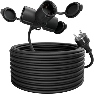 greate Rallonge 3 voies pour l'extérieur 20 m Câble d'extension étanche IP44 Triple prise multiple pour l'extérieur 20 m 3500 W Étanche greate Rallonge 3 voies pour l'extérieur 20 m Câble d'extension étanche IP44 Triple prise multiple pour l'extérieur 20 m 3500 W Étanche