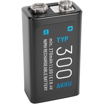ABSINA Batterie bloc 9 V rechargeable 300 avec 8,4 V et min. 270 mAh Bloc batterie NiMH à faible auto-décharge Batterie rechargeable Bloc électronique rechargeable ABSINA Batterie bloc 9 V rechargeable 300 avec 8,4 V et min. 270 mAh Bloc batterie NiMH à faible auto-décharge Batterie rechargeable Bloc électronique rechargeable