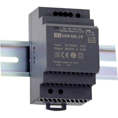 MEAN WELL DDR-60L-15 Convertisseur de Rail DIN 15 V/DC 4 A 60 W 1 x MEAN WELL DDR-60L-15 Convertisseur de Rail DIN 15 V/DC 4 A 60 W 1 x