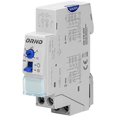 Orno CR-230 Interrupteur Minuterie Electronique Minuterie d'Escalier 230v Charge Max 2300W Montage Rail DIN Orno CR-230 Interrupteur Minuterie Electronique Minuterie d'Escalier 230v Charge Max 2300W Montage Rail DIN