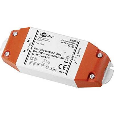 goobay Transformateur LED 30633 230 V vers 24 V Spot LED 24 V Transformateur 15 W Charge totale Pilote LED 24 V DC Driver 24 V Transformateur sans scintillement goobay Transformateur LED 30633 230 V vers 24 V Spot LED 24 V Transformateur 15 W Charge totale Pilote LED 24 V DC Driver 24 V Transformateur sans scintillement