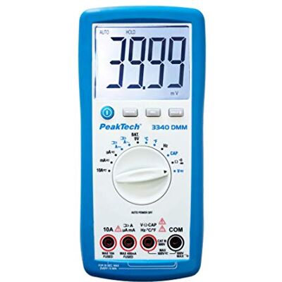 PeakTech Multimètre numérique 3340 4000 points avec grand écran LCD, CAT III 600 V/10 A AC/DC, plage automatique, P 3340, bleu PeakTech Multimètre numérique 3340 4000 points avec grand écran LCD, CAT III 600 V/10 A AC/DC, plage automatique, P 3340, bleu